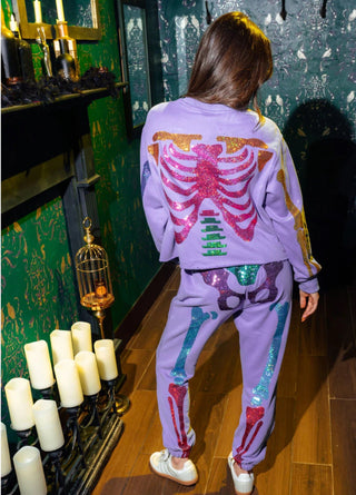 Queen of Sparkles - Purple Multi Skeleton Jogger - Boutique Bella Bella