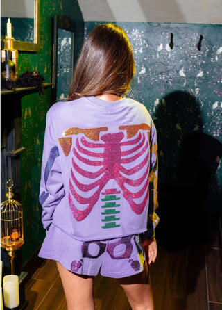 Queen of Sparkles - Purple Multi Skeleton Sweatshirt - Boutique Bella Bella