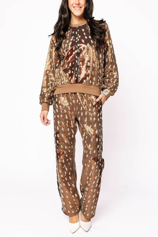 Queen of Sparkles • QOS • Brown Deer Print Pant - Boutique Bella BellaSequin pants