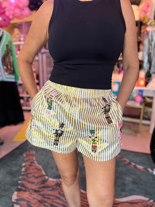 Queen of Sparkles QOS Gold Metallic Stripe Cocktail Serving Nutcracker Short - Boutique Bella BellaQueen of Sparkles