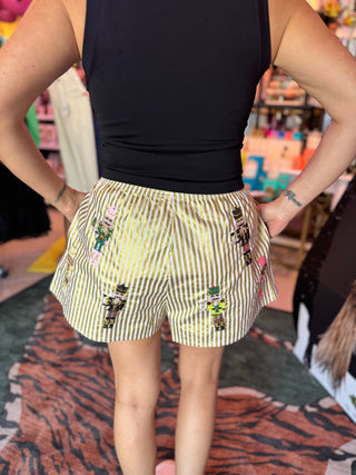 Queen of Sparkles QOS Gold Metallic Stripe Cocktail Serving Nutcracker Short - Boutique Bella BellaQueen of Sparkles