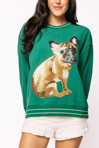 Queen of Sparkles QOS Green French Bulldog Sweatshirt - Boutique Bella BellaQueen of Sparkles