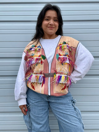 Queen of Sparkles • QOS • Grey Fishing Lure Vest Sweatshirt - Boutique Bella BellaFishing