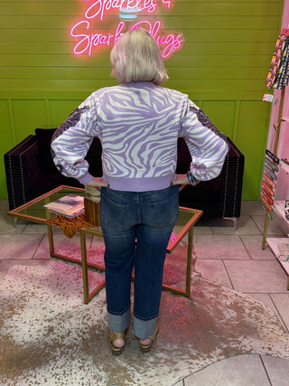 Queen of Sparkles • QOS • Lavender Tiger On Tiger Print Cardigan - Boutique Bella BellaCardigan