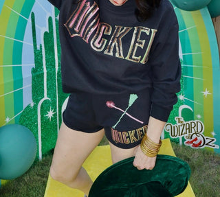 Queen Of Sparkles QOS Licensed Black Broom & Wand Short - Boutique Bella Bellashorts