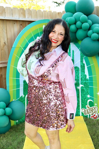 Queen of Sparkles QOS Licensed Green, Pink, & Lavender Wicked Cotton Button Down Top - Boutique Bella BellaTop