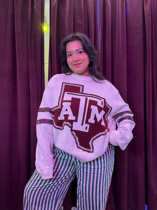 Queen of Sparkles • QOS • Licensed Texas A&M Oversized Mascot Sweater - Boutique Bella BellaGameday