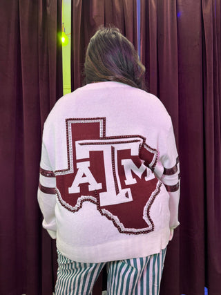 Queen of Sparkles • QOS • Licensed Texas A&M Oversized Mascot Sweater - Boutique Bella BellaGameday