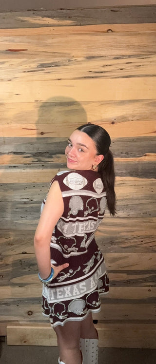 Queen of Sparkles • QOS • Licensed Texas A&M Vintage Football Helmet Stripe Skirt - Boutique Bella BellaGameday