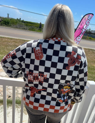 Queen of Sparkles • QOS • Licensed Texas Checkered Team Icons Cardigan - Boutique Bella BellaCardigan