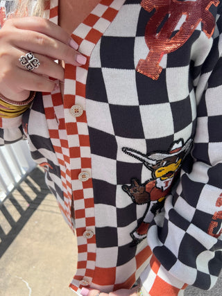Queen of Sparkles • QOS • Licensed Texas Checkered Team Icons Cardigan - Boutique Bella BellaCardigan
