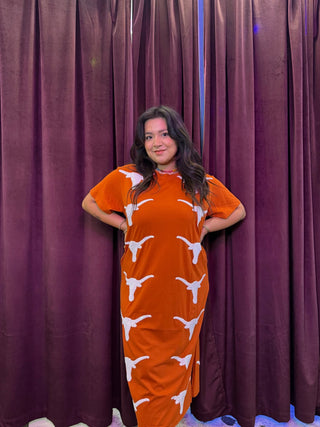 Queen of Sparkles • QOS • LICENSED TEXAS MASCOT MIDI TEE DRESS - Boutique Bella BellaGameday