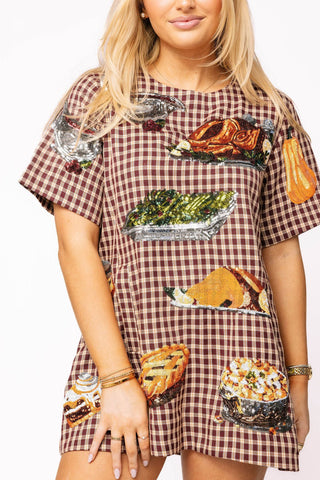 Queen of Sparkles QOS Maroon Queen of Turkey Short Sleeve Dress - Boutique Bella BellaDress