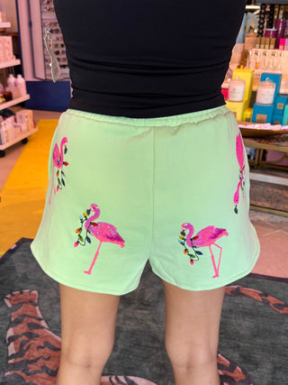 Queen of Sparkles • QOS • Mint Flamingo Wearing Christmas Light Necklace Short - Boutique Bella Bellaquee