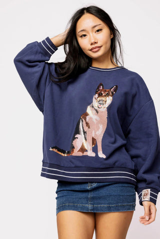 Queen of Sparkles • QOS • Navy German Shepherd - Boutique Bella BellaSweatshirt