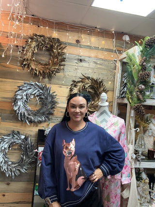 Queen of Sparkles • QOS • Navy German Shepherd - Boutique Bella BellaSweatshirt