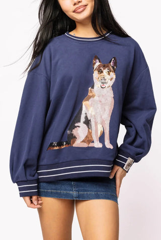Queen of Sparkles • QOS • Navy German Shepherd - Boutique Bella BellaSweatshirt