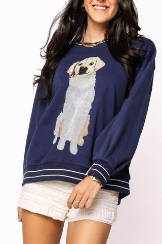 Queen of Sparkles • QOS • Navy Golden Retriever Sweatshirt - Boutique Bella BellaLab