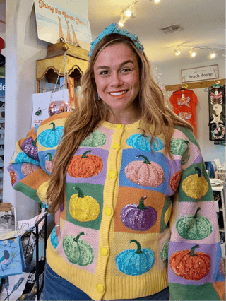 Queen of Sparkles • QOS • Pastel Colorblock Pumpkin Button Up Cardigan - Boutique Bella Bellacardigan