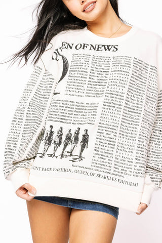Queen of Sparkles • QOS • White & Black 'Queen of News' Sweatshirt - Boutique Bella BellaSweatshirt