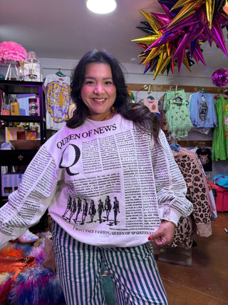 Queen of Sparkles • QOS • White & Black 'Queen of News' Sweatshirt - Boutique Bella BellaSweatshirt