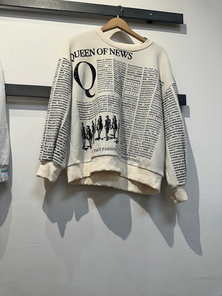 Queen of Sparkles • QOS • White & Black 'Queen of News' Sweatshirt - Boutique Bella BellaSweatshirt