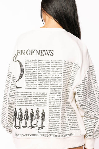 Queen of Sparkles • QOS • White & Black 'Queen of News' Sweatshirt - Boutique Bella BellaSweatshirt