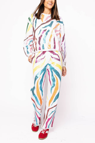 Queen of Sparkles • QOS • White & Rainbow Tiger Stripe Sweatshirt - Boutique Bella BellaSet