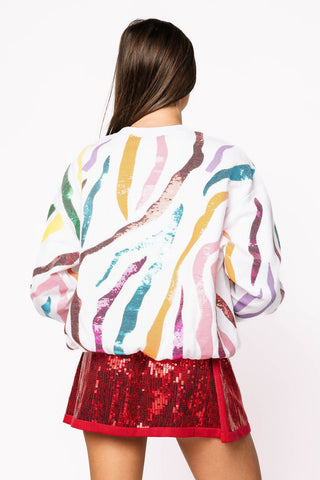 Queen of Sparkles • QOS • White & Rainbow Tiger Stripe Sweatshirt - Boutique Bella BellaSet