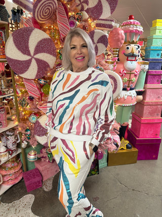 Queen of Sparkles • QOS • White & Rainbow Tiger Stripe Sweatshirt - Boutique Bella BellaSet