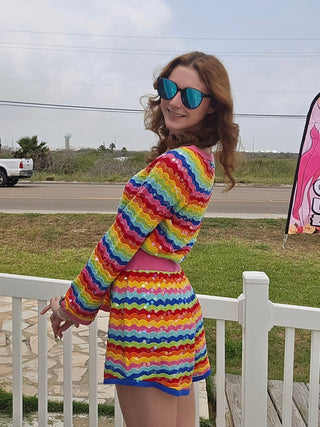 Queen of Sparkles-Rainbow Stripe Long Sleeve Sweater - Boutique Bella BellaQueen of Sparkles