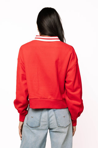 Queen of Sparkles Red Love Letter with Functioning Zipper Collar Sweatshirt - Boutique Bella BellaQueen of Sparkles