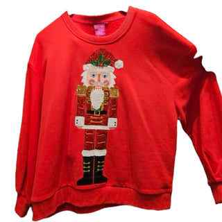 Queen of Sparkles - Red Metallic Santa Nutcracker Sweatshirt - Boutique Bella Bella