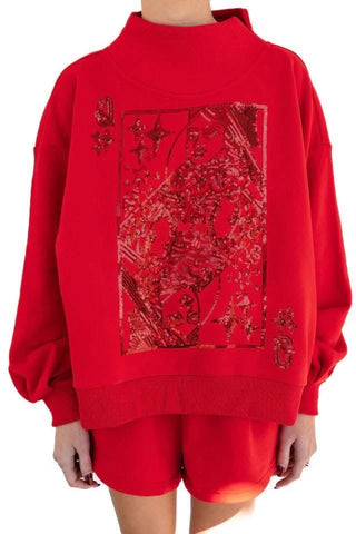 Queen of Sparkles Red QOS Card Logo Sweatshirt - Boutique Bella BellaQueen of Sparkles