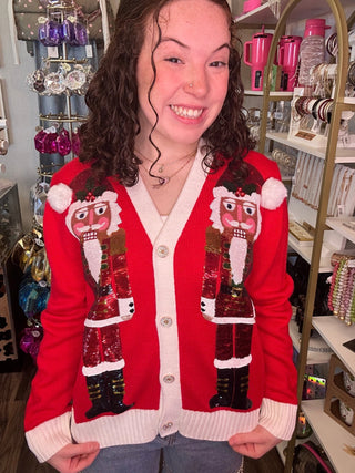 Queen of Sparkles - Red Santa Nutcracker Cardigan - Boutique Bella Bella