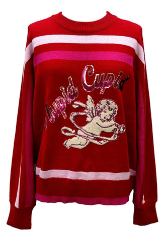 Queen of Sparkles - Red Stupid Cupid Sweater - Boutique Bella BellaQueen of Sparkles