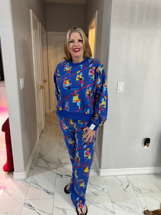 Queen of Sparkles Royal Blue Ski Lift Sweatpants - Boutique Bella Bellasweatpants