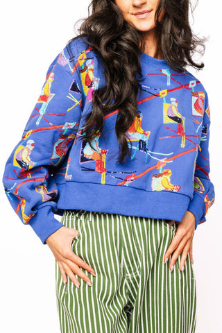 Queen of Sparkles Royal Blue Ski Lift Sweatshirt - Boutique Bella BellaSweatshirt