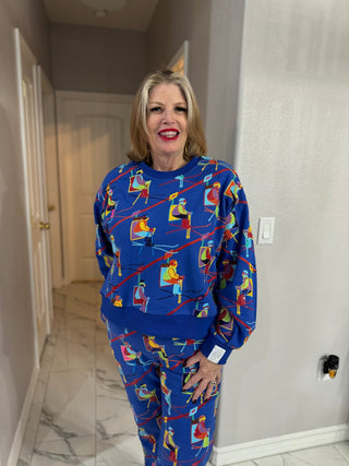 Queen of Sparkles Royal Blue Ski Lift Sweatshirt - Boutique Bella BellaSweatshirt