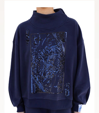 Queen of Sparkles Royal QOS Card Logo Mock Neck Sweatshirt - Boutique Bella BellaQueen of Sparkles