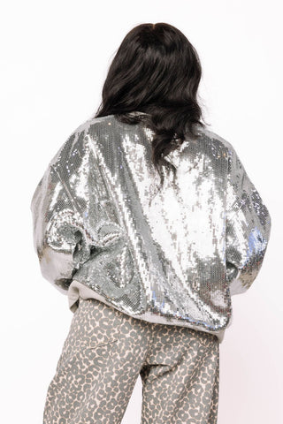 Queen of Sparkles Silver Full Sequin Sweatshirt - Boutique Bella BellaSweatshirt