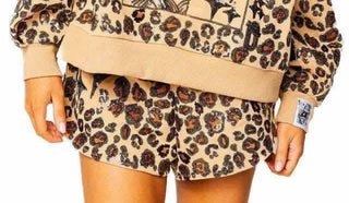 Queen of Sparkles Tan Leopard Sparkle Logo Short - Boutique Bella BellaQueen of Sparkles