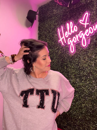 Queen of Sparkles - TTU Jeweled Letter Sweatshirt - Boutique Bella BellaQueen of Sparkles