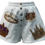 Queen Of Sparkles-White Crown Short - Boutique Bella Bella