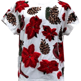 Queen of Sparkles - White Poinsettia & Pine Cone Tee - Boutique Bella Bella