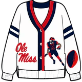 Queen of Sparkles - White, Powder Blue, Navy & Red Ole Miss Cardigan - Boutique Bella BellaOlemiss