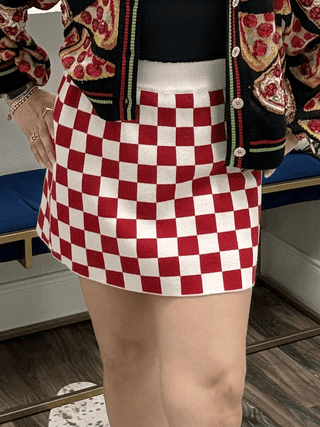 Queen of Sparkles White & Red Checkered Skirt - Boutique Bella BellaQueen of Sparkles