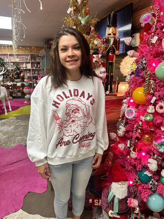 Queen of Sparkles - White & Red 'Holidays Are Coming' Santa Coca - Cola - Sweatshirt - Boutique Bella Bella