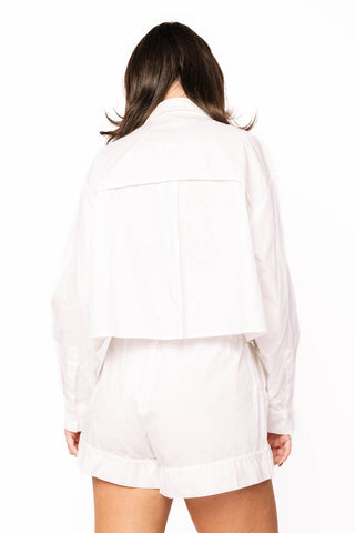 Queen of Sparkles White & Red Oversized Jeweled Ruffle Heart Cotton Button Up Top - Boutique Bella BellaQueen of Sparkles