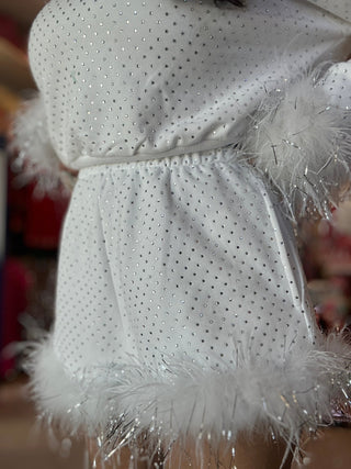 Queen of Sparkles - White Scattered Rhinestone Feather Tinsel Short - Boutique Bella BellaQueen of Sparkles